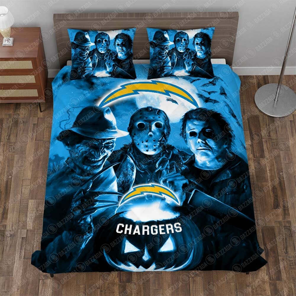 NFL Los Angeles Chargers Halloween Blue Night Bedding Set