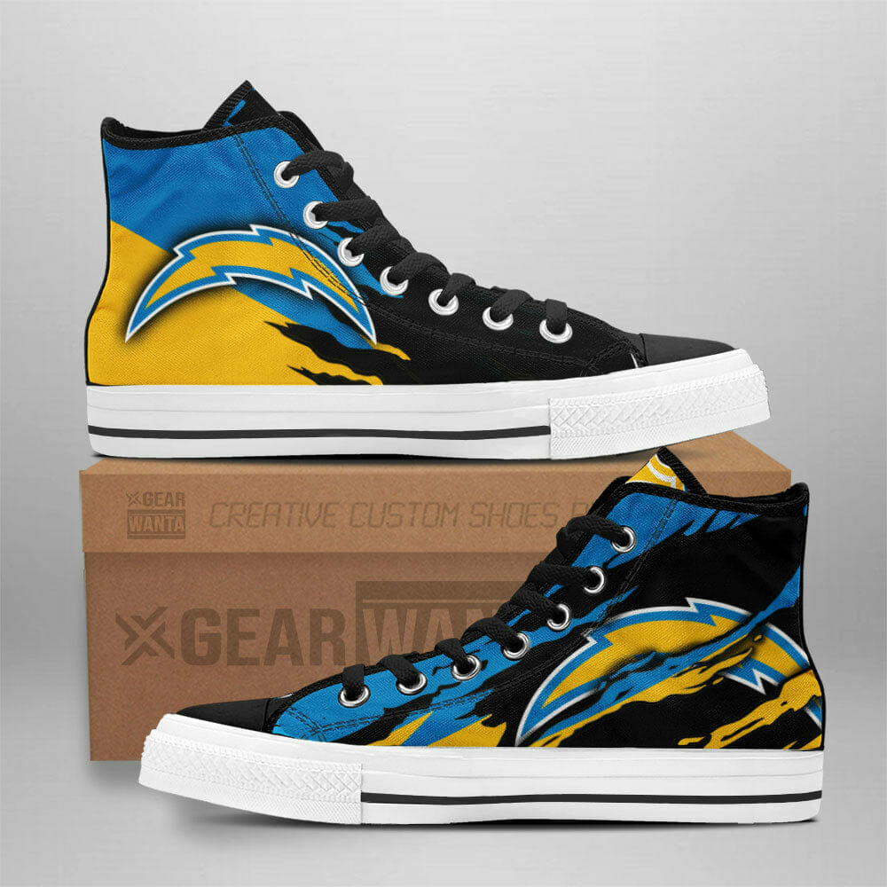 NFL Los Angeles Chargers Blue Gold High Top Shoes NFL Los Angeles Chargers Blue Gold High Top Shoes