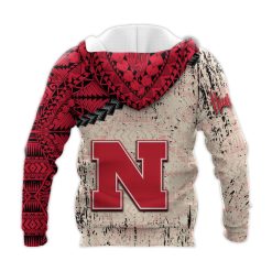 Alternative view of NCAA Nebraska Cornhuskers Red Cream Polynesian Zip Up Hoodie