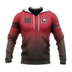 NCAA Northern Illinois Huskies Custom Text Number Red Black Zip Up Hoodie V3