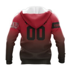 Alternative view of NCAA Northern Illinois Huskies Custom Text Number Red Black Zip Up Hoodie V3