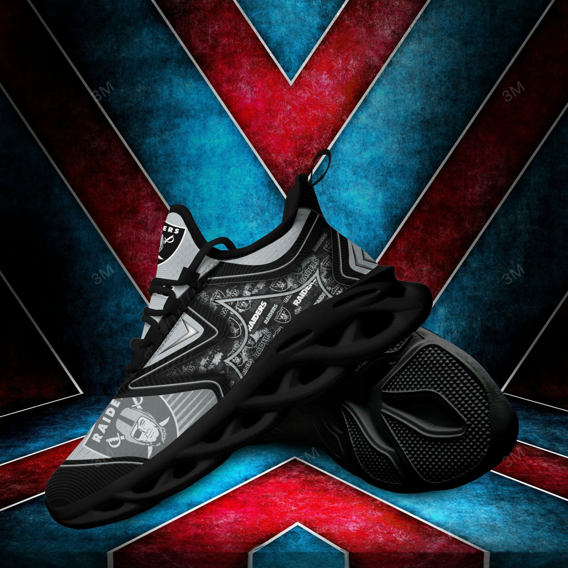 NFL Las Vegas Raiders Silver Black Max Soul Shoes V3 NFL Las Vegas Raiders Silver Black Max Soul Shoes V3