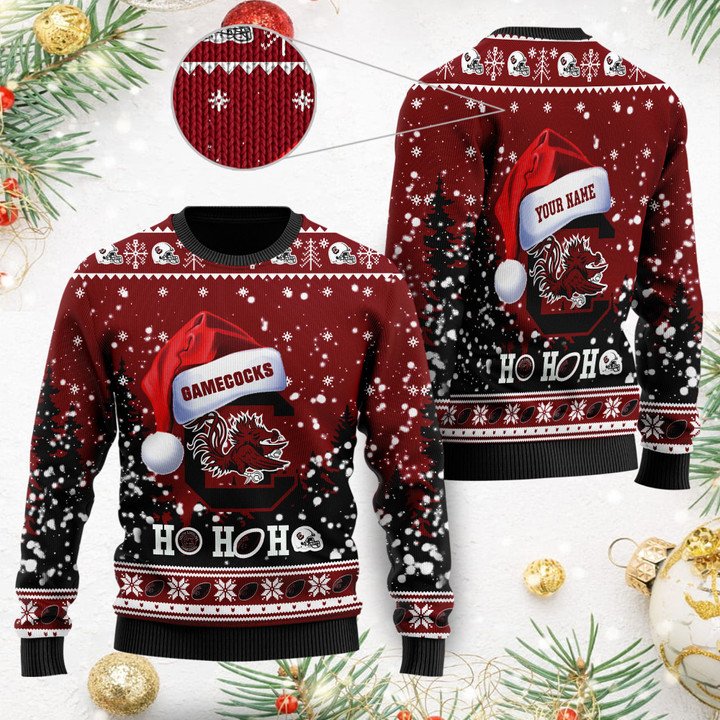 NCAA South Carolina Gamecocks Custom Name Ugly Christmas Sweater V2
