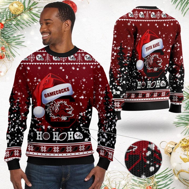 NCAA South Carolina Gamecocks Custom Name Ugly Christmas Sweater V2