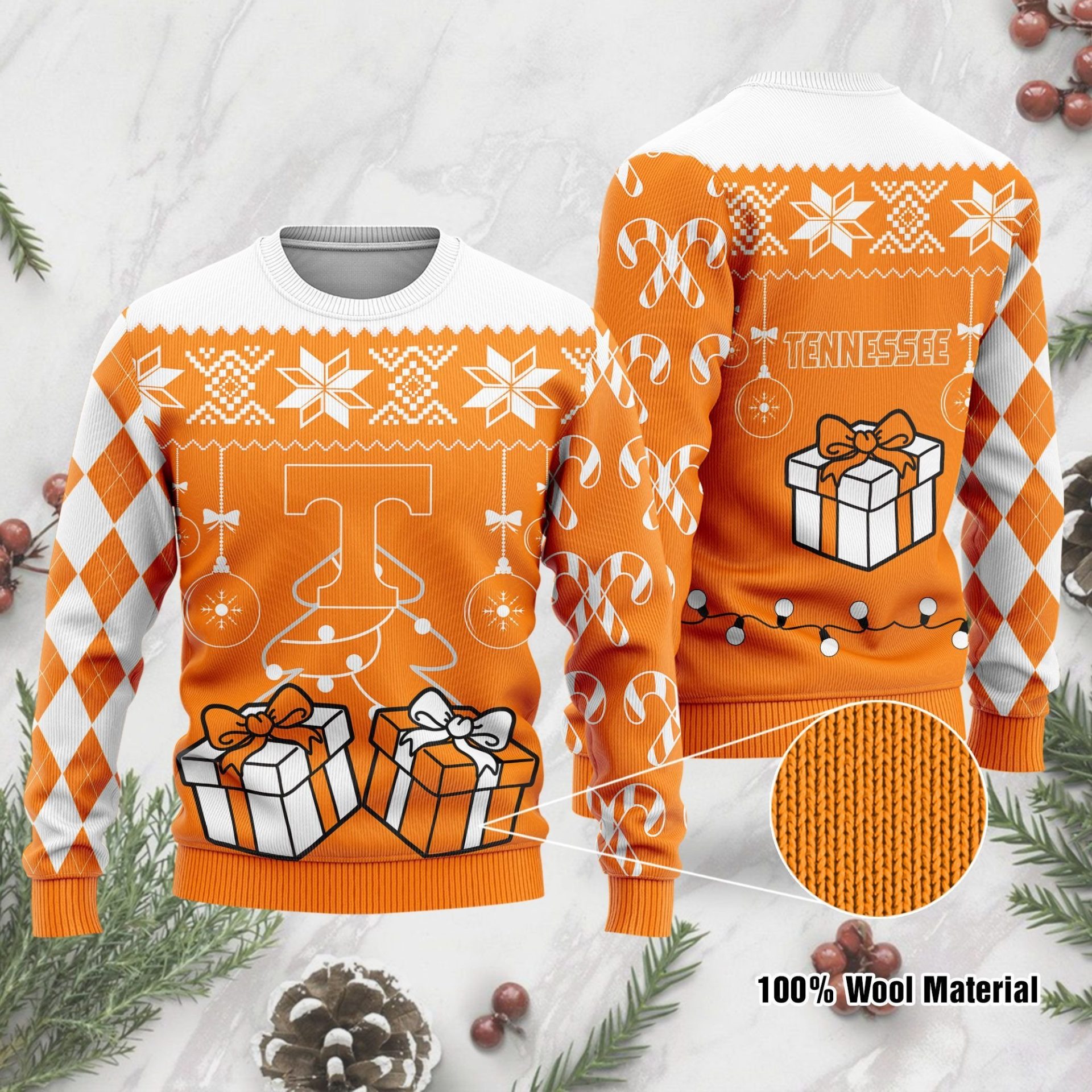 NCAA Tennessee Volunteers Orange White Ugly Christmas Sweater NCAA Tennessee Volunteers Orange White Ugly Christmas Sweater
