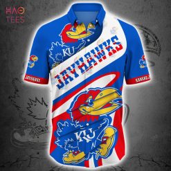 Alternative view of NCAA Kansas Jayhawks Blue White Hawaiian Shirt V2