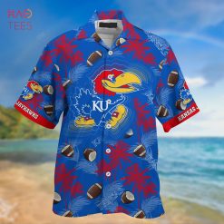 Alternative view of NCAA Kansas Jayhawks Coconut Blue Hawaiian Shirt