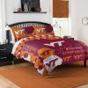 NCAA Virginia Tech Hokies Orange Maroon Bedding Set
