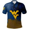 NCAA West Virginia Mountaineers Custom Text Number Blue Gold Polo Shirt