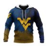 NCAA West Virginia Mountaineers Custom Text Number Blue Gold Zip Up Hoodie
