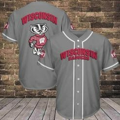 NCAA Wisconsin Badgers Gray Baseball Jersey