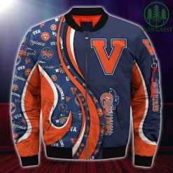 Alternative view of NCAA Virginia Cavaliers Custom Number Blue Orange Bomber Jacket