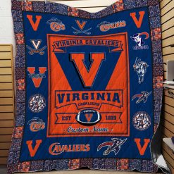 Alternative view of NCAA Virginia Cavaliers Custom Name Blue Orange Quilt Blanket
