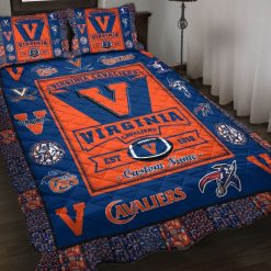 Alternative view of NCAA Virginia Cavaliers Custom Name Blue Orange Bedding Set