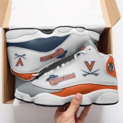Alternative view of NCAA Virginia Cavaliers Grey White Air Jordan 13 Shoes
