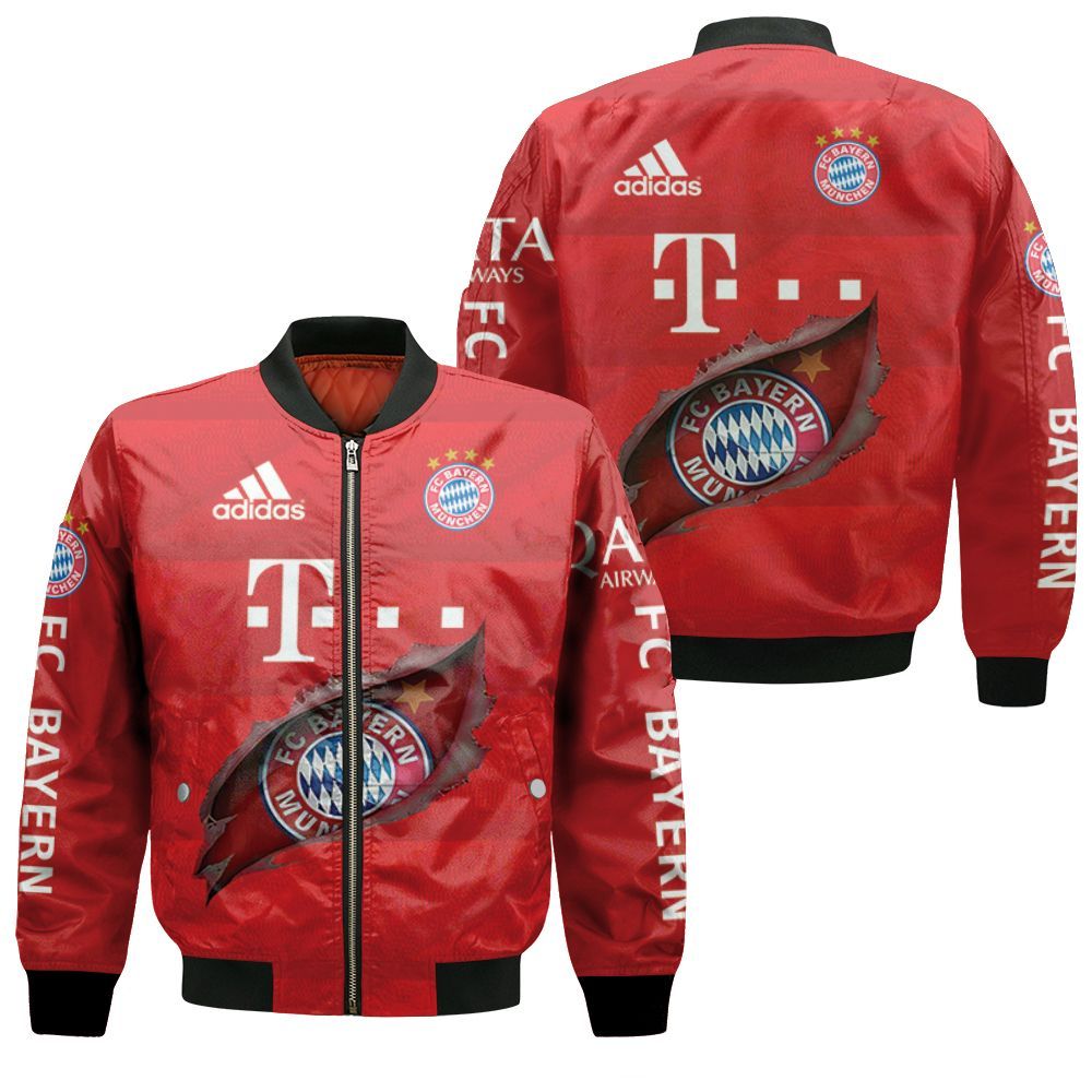 Bayern Munich Red Scratch Bomber Jacket Bayern Munich Red Scratch Bomber Jacket