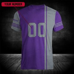 Alternative view of NCAA Kansas State Wildcats Custom Text Number Purple Silver T-Shirt V5