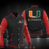 NCAA Miami Hurricanes Black Red Baseball Jacket