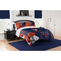 NCAA Virginia Cavaliers Blue Orange Bedding Set