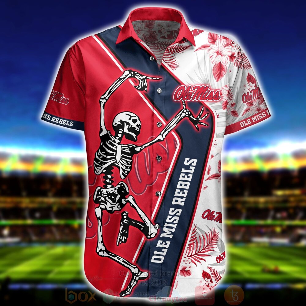 NCAA Ole Miss Rebels Red Skeleton Hawaiian Shirt