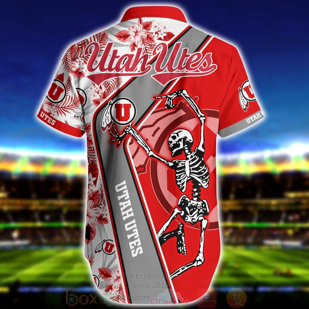 NCAA Utah Utes Skeleton Hawaiian Shirt NCAA Utah Utes Skeleton Hawaiian Shirt