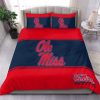 NCAA Ole Miss Rebels Red Bllue Bedding Set