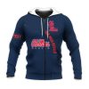 NCAA Ole Miss Rebels Custom Text Number Blue Zip Up Hoodie