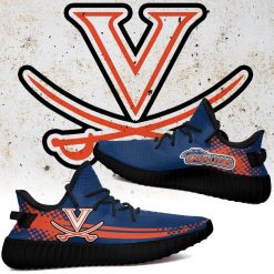 Alternative view of NCAA Virginia Cavaliers Blue Orange Yeezy Boost Sneakers
