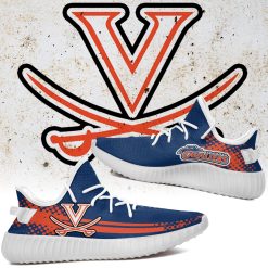 NCAA Virginia Cavaliers Blue Orange Yeezy Boost Sneakers