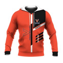 NCAA Virginia Cavaliers Custom Text Orange Black Pullover Hoodie