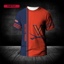 NCAA Virginia Cavaliers Custom Text Number Orange Blue T-Shirt