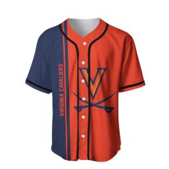 NCAA Virginia Cavaliers Custom Text Number Orange Blue Baseball Jersey