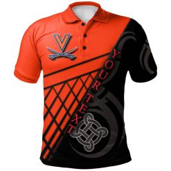 NCAA Virginia Cavaliers Custom Text Orange Black Polo Shirt V5