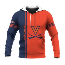 NCAA Virginia Cavaliers Custom Text Number Orange Blue Pullover Hoodie