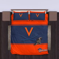 Alternative view of NCAA Virginia Cavaliers Blue Orange Bedding Set V2