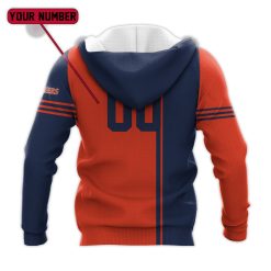 Alternative view of NCAA Virginia Cavaliers Custom Text Number Orange Blue Zip Up Hoodie