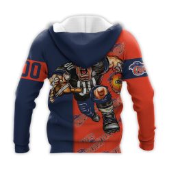 Alternative view of NCAA Virginia Cavaliers Custom Number Orange Blue Zip Up Hoodie V2