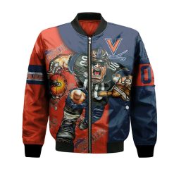 NCAA Virginia Cavaliers Custom Number Orange Blue Bomber Jacket V2