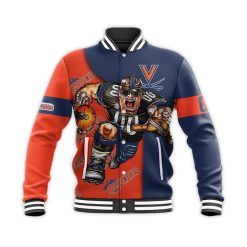 NCAA Virginia Cavaliers Custom Number Orange Blue Baseball Jacket V2