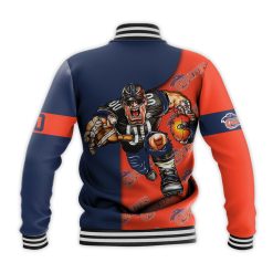 Alternative view of NCAA Virginia Cavaliers Custom Number Orange Blue Baseball Jacket V2