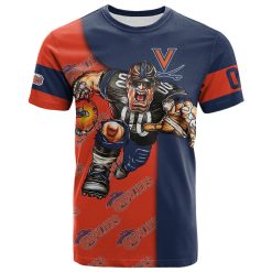 NCAA Virginia Cavaliers Custom Number Orange Blue T-Shirt V2