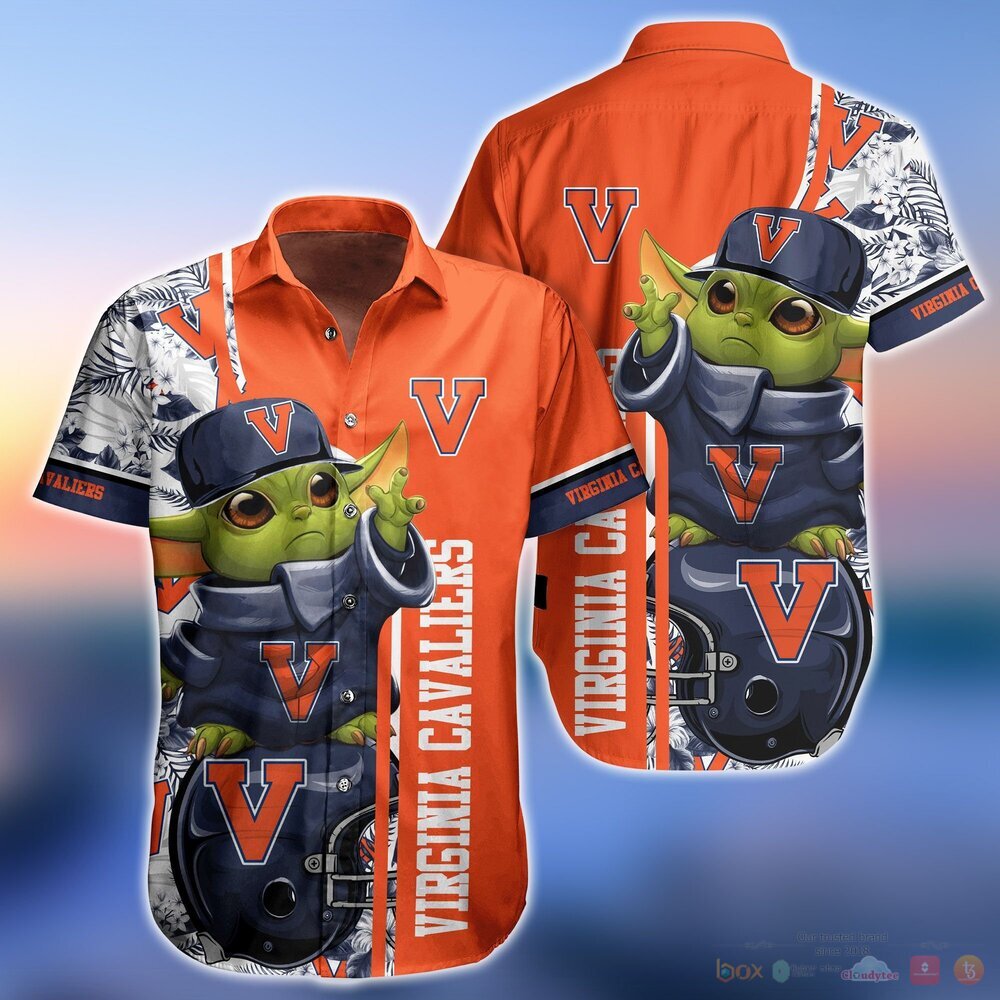 NCAA Virginia Cavaliers Baby Yoda Hawaiian Shirt NCAA Virginia Cavaliers Baby Yoda Hawaiian Shirt