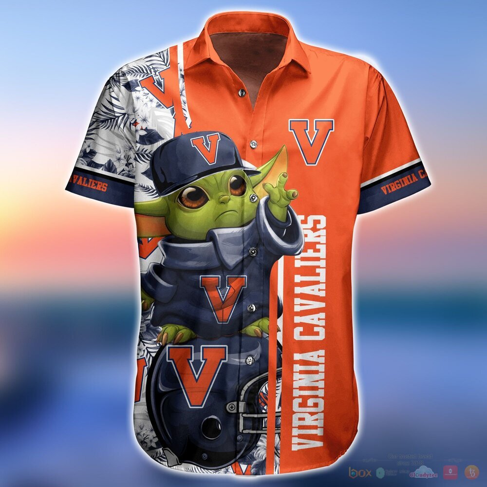 NCAA Virginia Cavaliers Baby Yoda Hawaiian Shirt NCAA Virginia Cavaliers Baby Yoda Hawaiian Shirt