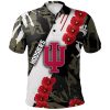 NCAA Indiana Hoosiers Red Flowers White Polo Shirt