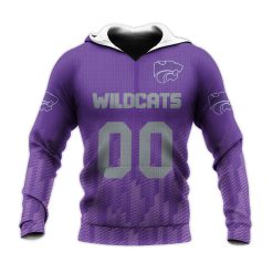 NCAA Kansas State Wildcats Custom Text Number Purple Ombre Pullover Hoodie