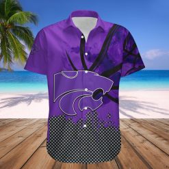 NCAA Kansas State Wildcats Custom Text Number Purple Grunge Hawaiian Shirt