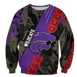 NCAA Kansas State Wildcats Red Flowers Purple Sweatshirt