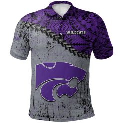 NCAA Kansas State Wildcats Silver Purple Polynesian Polo Shirt V6