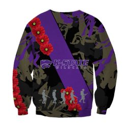 Alternative view of NCAA Kansas State Wildcats Red Flowers Purple Sweatshirt