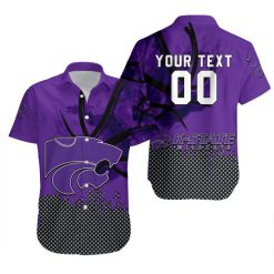 Alternative view of NCAA Kansas State Wildcats Custom Text Number Purple Grunge Hawaiian Shirt